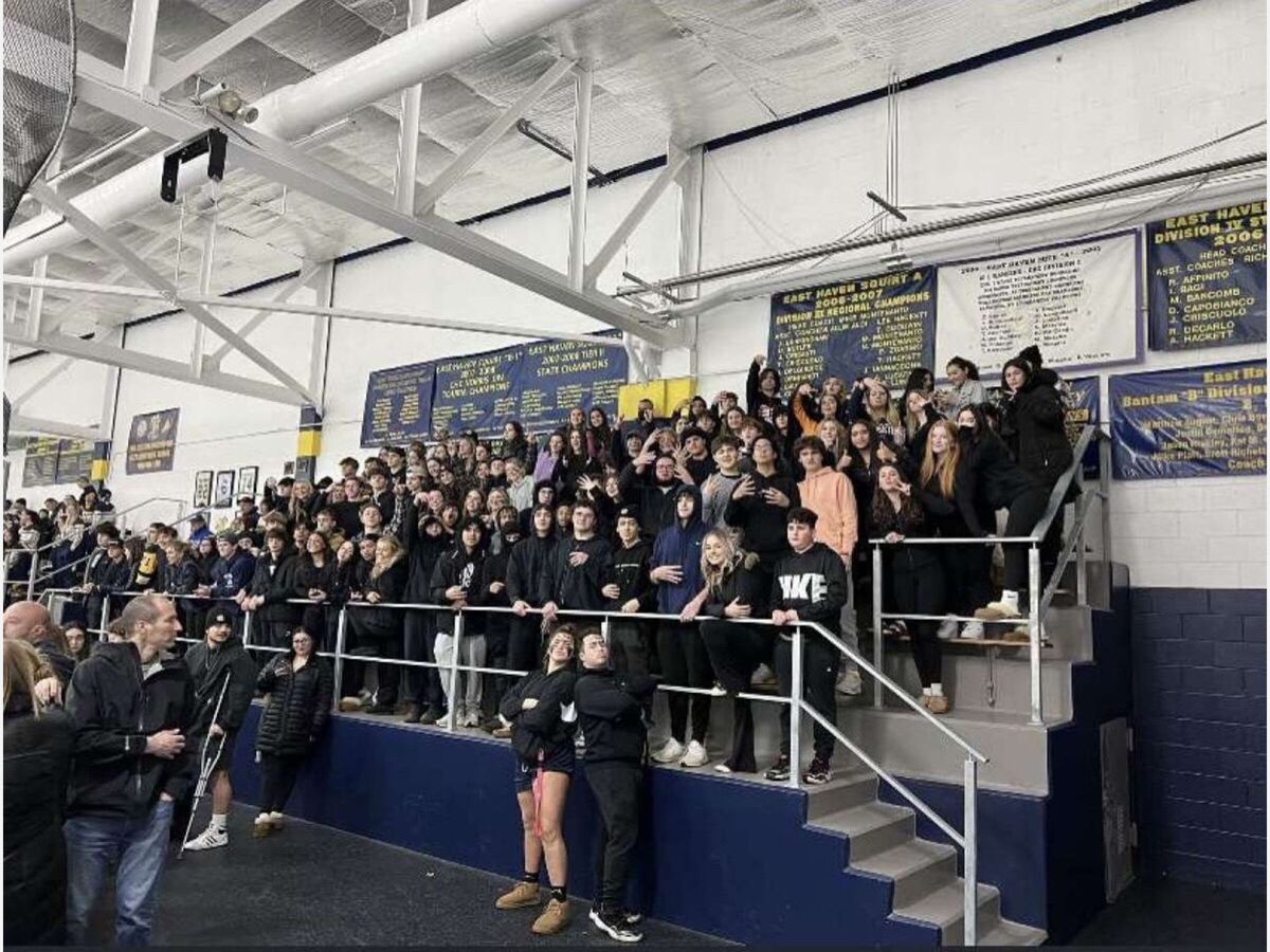 EHHS student section at a boys hockey game.