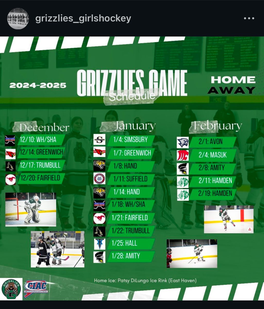 Screenshot of the Grizzlies Girls Hockey Game Schedule from their Instagram page.