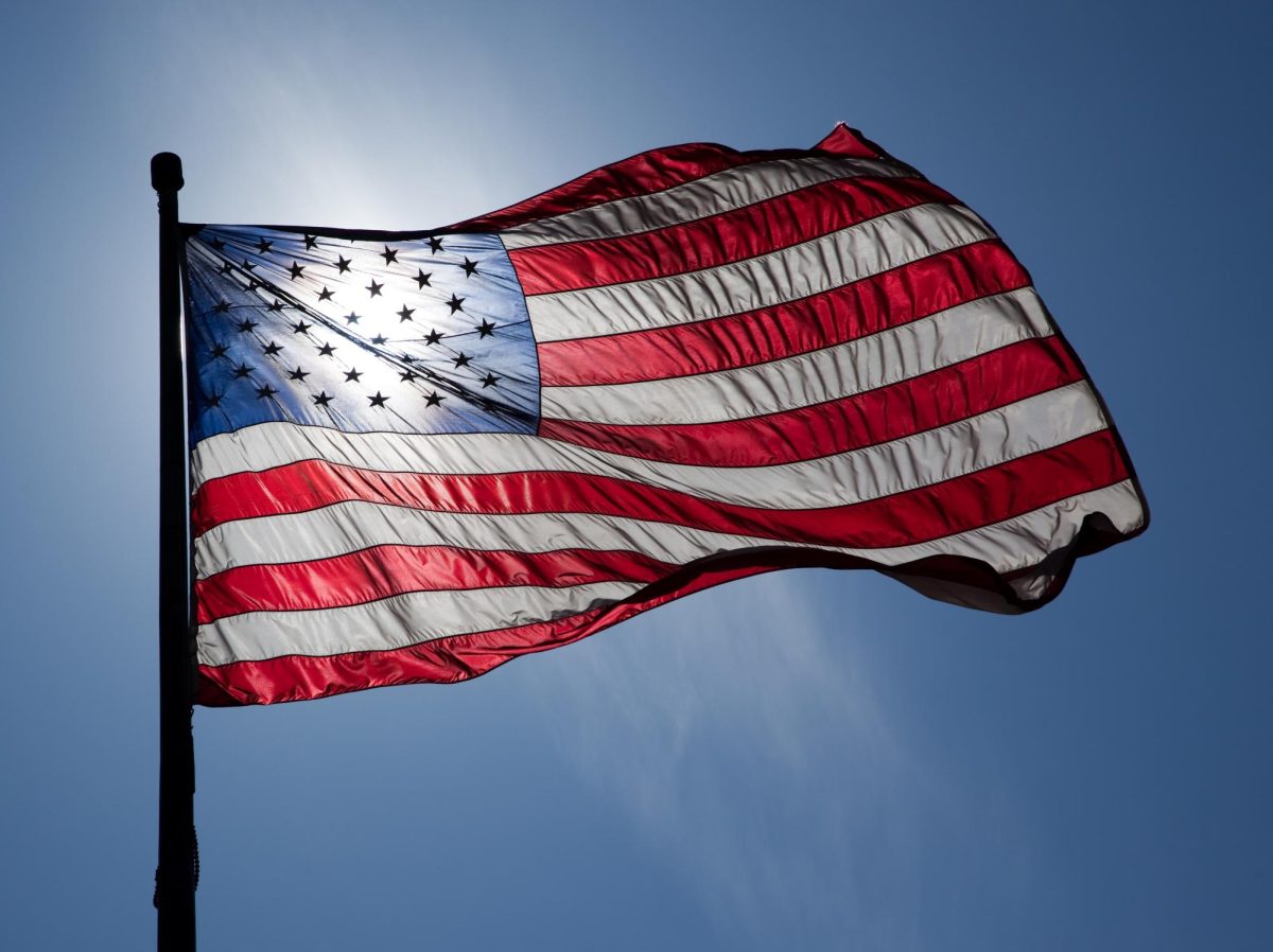 American flag in the sky. 