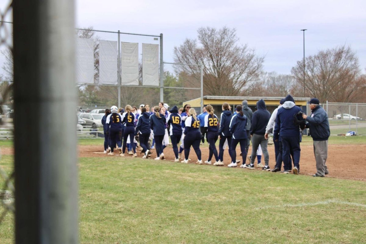 The yellowjackets shaking hands after a game. 